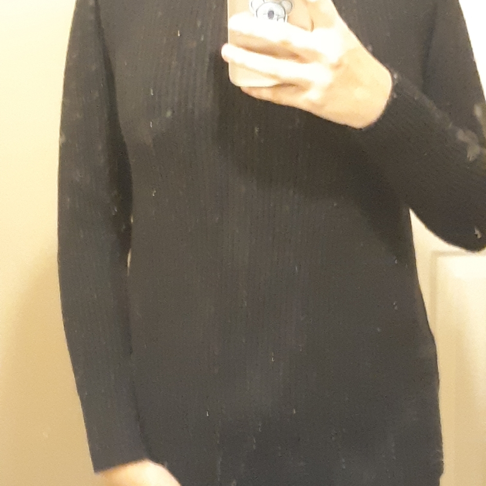 Black, open back sweater w/ bow